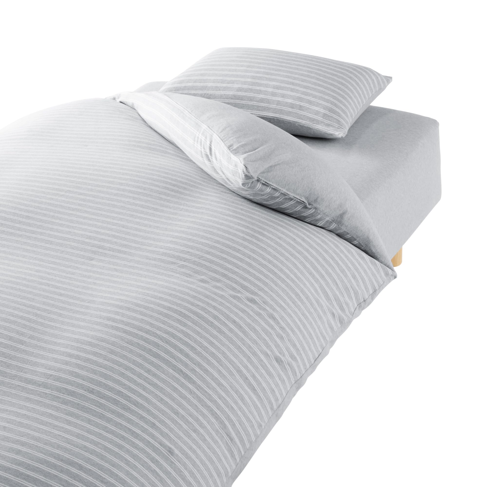 Amazon｜無印良品 綿天竺 ベッド用 カバー3点セット S グレーボーダー